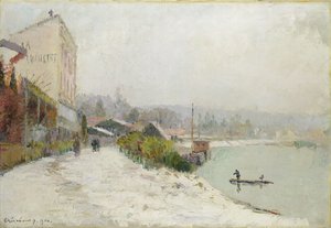 Seinen i Bas-Meudon, snevejr, 1900